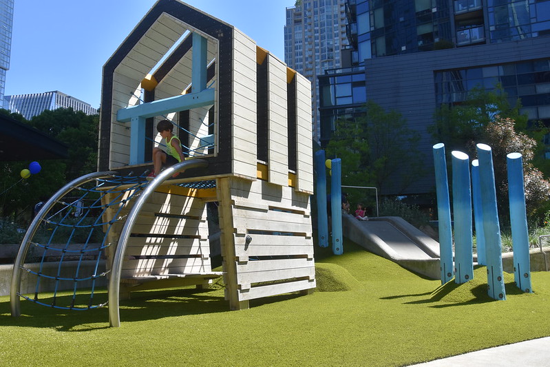 Urban Triangle Play Structure with Child
