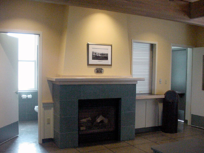 The shelterhouse features a fireplace