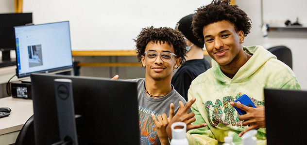 Students in a college computer lab