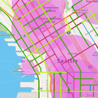 Close up of the downtown section of the Modal Elements map