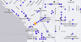 Map showing purple dots at intersections where TMC counts are available