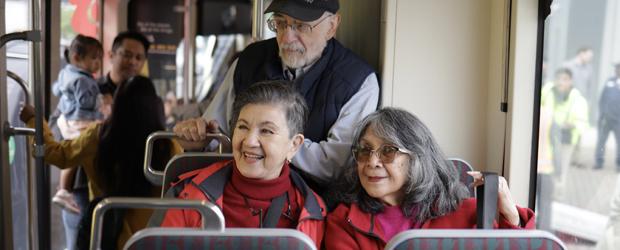 A man on the Seattle Streetcar celebrating the design for Filipinotown