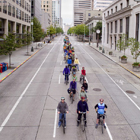 Here are 200 people on bikes