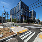 A view of the islands that form the protected intersection 