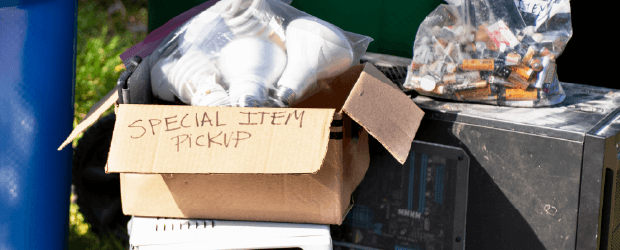 Special items boxed for pickup.