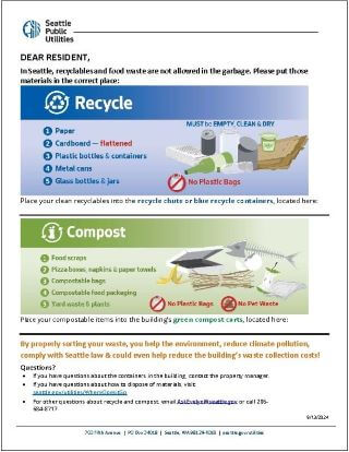 Screenshot of a sample educational letter to residents with information on recycling and compost guidelines.