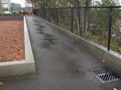 Catch basins located on walkways can also drain into the stormwater systems on the property.