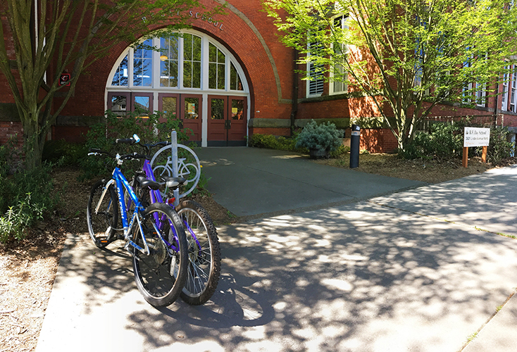 Bike biking in front of B.F. Day School Bike biking in front of B.F. Day School