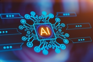 Artificial Intelligence graphic resembling a computer chip