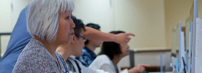 Woman in computer class