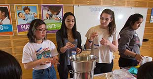 Youth volunteering at a library