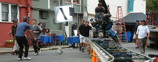a film crew shooting a scene
