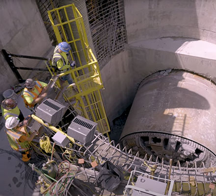 MudHoney boring machine breaks through