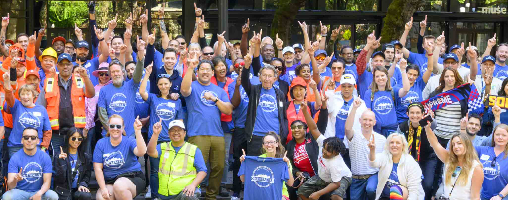 Mayor Harrell with staff at One Seattle Day of Service