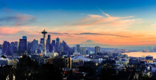 Seattle skyline with Mt. Rainier in background