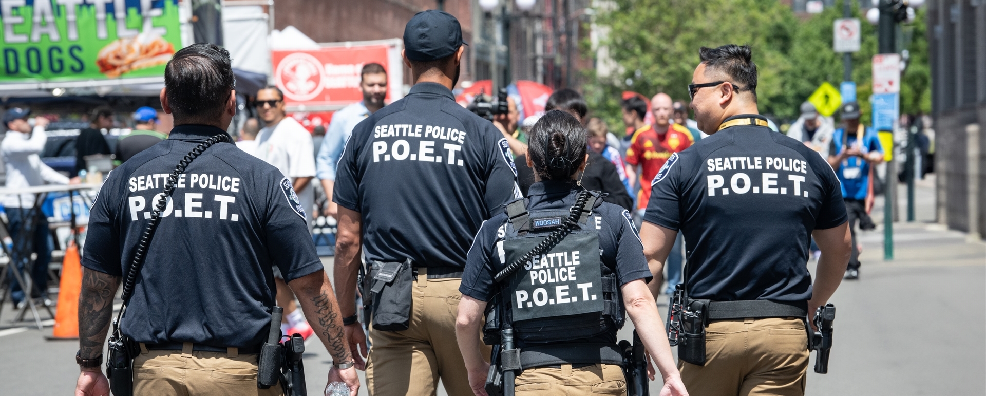 POET officers walking at public event