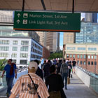 The new bridge gives ferry riders a direct pedestrian route between the Seattle Ferry Terminal and 1st Avenue. 