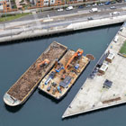 Aerial view of Pier 62 in December 2022. Pier 63 has been fully removed.