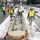 Construction of barriers for the protected bike lanes