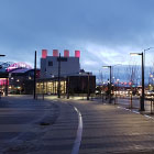 North Plaza on Railroad Way looking south at night