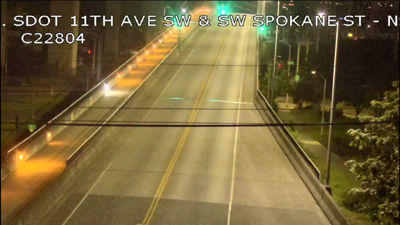 live traffic camera image of the Spokane Street Bridge.